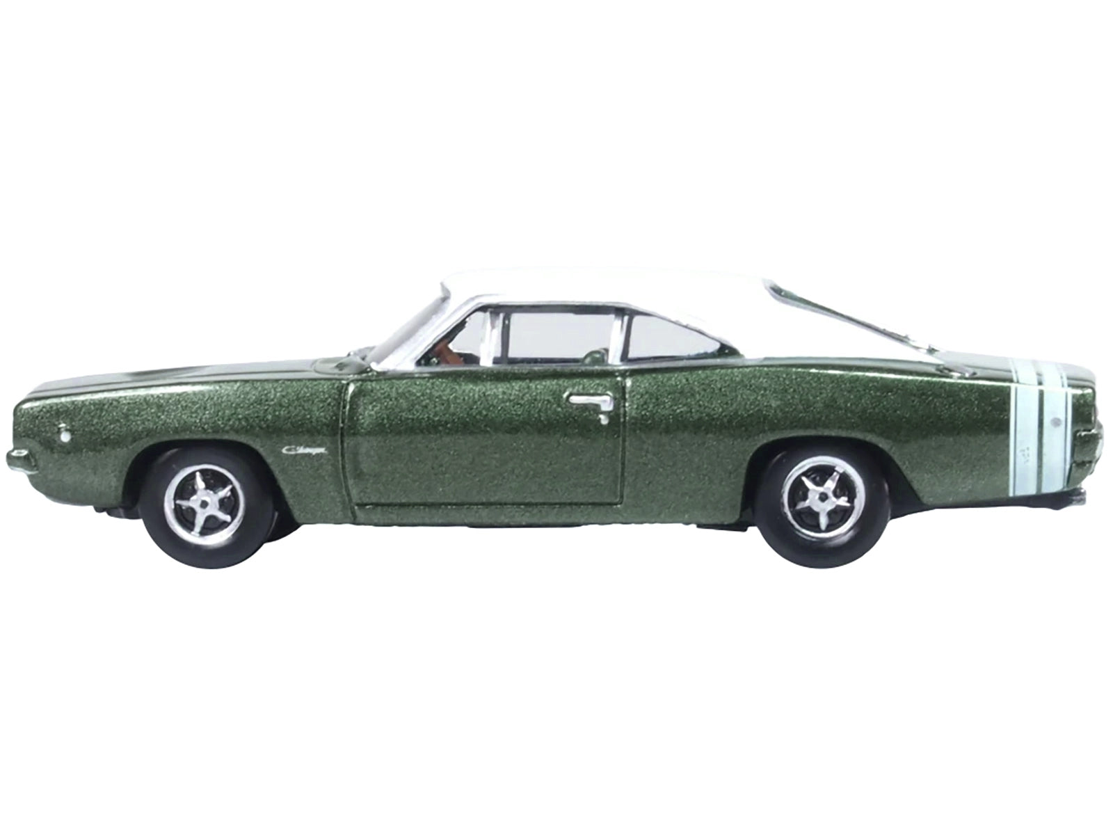 1968 Dodge Charger Racing Green Metallic with White Top and Tail - Premium Dodge Models from Oxford Diecast - Just $35.99! Shop now at Rapidvehicles