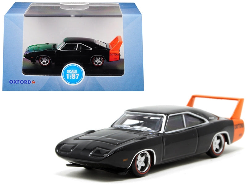 1969 Dodge Charger Daytona Black with Orange Stripe 1/87 (HO) - Premium Dodge Models from Oxford Diecast - Just $36.89! Shop now at Rapidvehicles