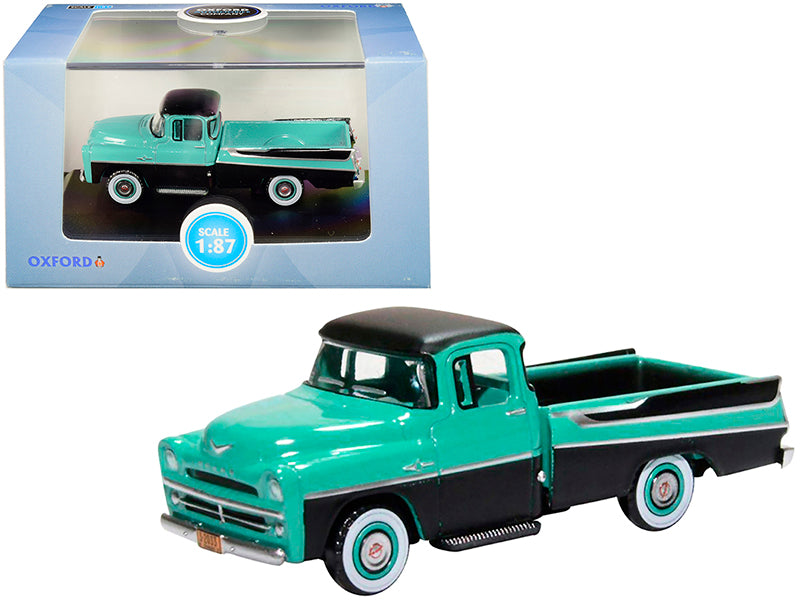 1957 Dodge D100 Sweptside Pickup Truck Turquoise and Jewel Black 1/87 (HO) Scale Diecast Model Car by Oxford Diecast - Premium  from Oxford Diecast - Just $26.99! Shop now at Rapidvehicles