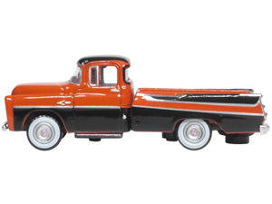 1957 Dodge D100 Sweptside Pickup Truck Omaha Orange and Jewel Black 1/87 (HO) Scale Diecast Model Car by Oxford Diecast - Premium Pickup Trucks Models from Oxford Diecast - Just $28.99! Shop now at Rapidvehicles