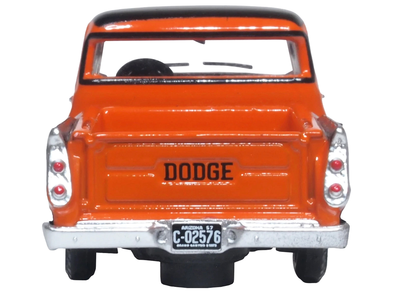 1957 Dodge D100 Sweptside Pickup Truck Omaha Orange and Jewel Black 1/87 (HO) Scale Diecast Model Car by Oxford Diecast - Premium Pickup Trucks Models from Oxford Diecast - Just $28.99! Shop now at Rapidvehicles