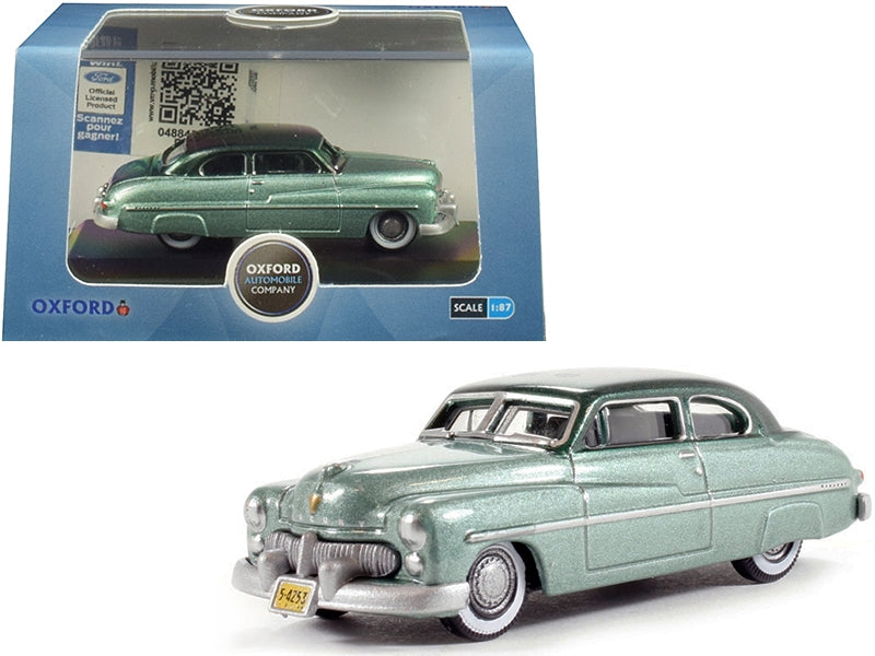 1949 Mercury Coupe Metallic Green with Dark Green Top 1/87 (HO) - Premium Mercury Models from Oxford Diecast - Just $40.99! Shop now at Rapidvehicles