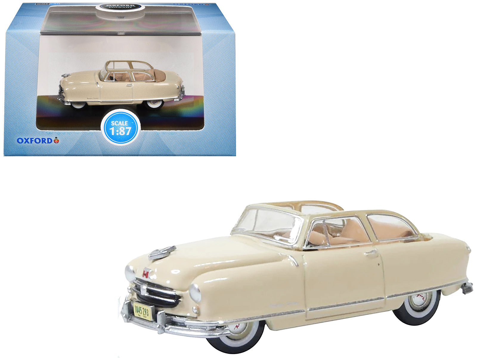 1950 Nash Rambler Custom Landau Convertible (Open) Champagne Ivory 1/87 (HO) Scale Diecast Model Car by Oxford Diecast free shipping USA