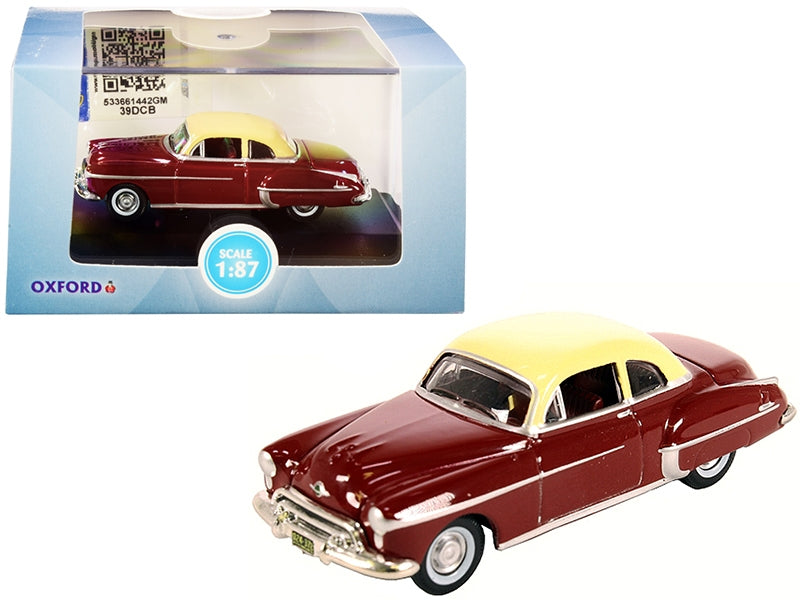 1950 Oldsmobile Rocket 88 Coupe Chariot Red with Canto Cream Top - Premium Oldsmobile Models from Oxford Diecast - Just $40.99! Shop now at Rapidvehicles