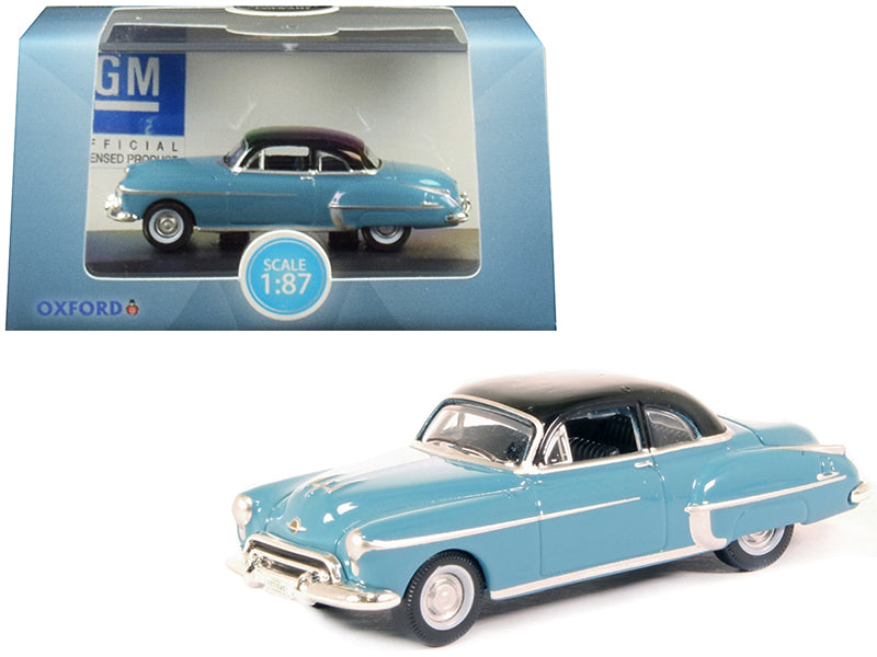 1950 Oldsmobile Rocket 88 Coupe Crest Blue with Black Top 1/87 (HO) Scale Diecast Model Car by Oxford Diecast free shipping USA