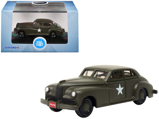 1942 Packard Clipper Touring Sedan "US Army Staff Car" Olive Drab 1/87 (HO) Scale Diecast Model Car by Oxford Diecast - Use code SHOPAPP15 to get 15 percent off