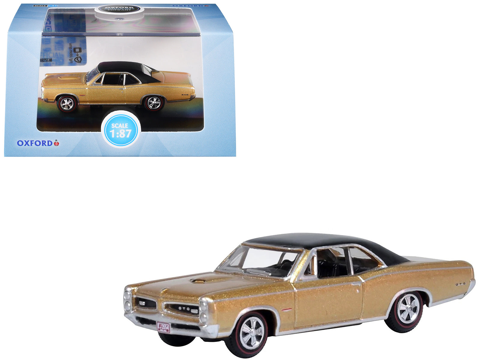 1966 Pontiac GTO Martinique Bronze Metallic with Black Top 1/87 (HO) Scale Diecast Model Car by Oxford Diecast free shipping USA