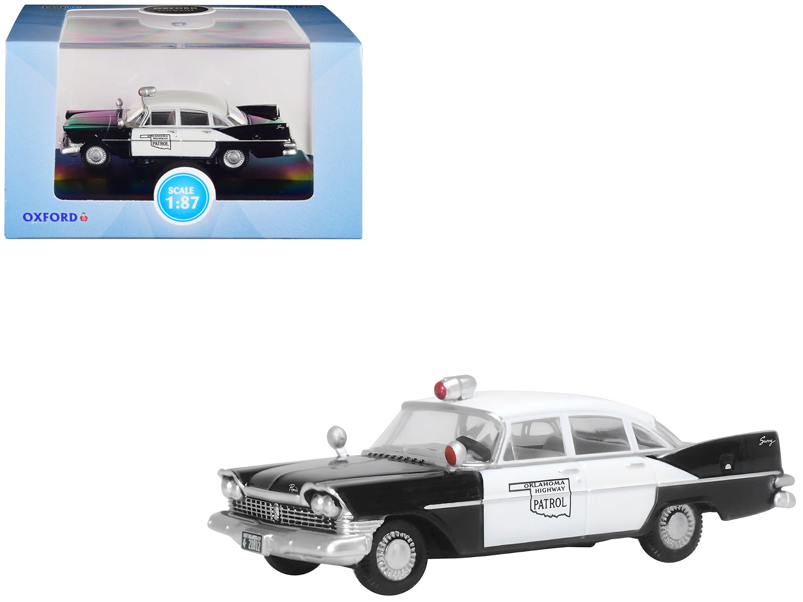 1959 Plymouth Savoy Black and White "Oklahoma Highway Patrol" - Premium Police Models from Oxford Diecast - Just $33.99! Shop now at Rapidvehicles