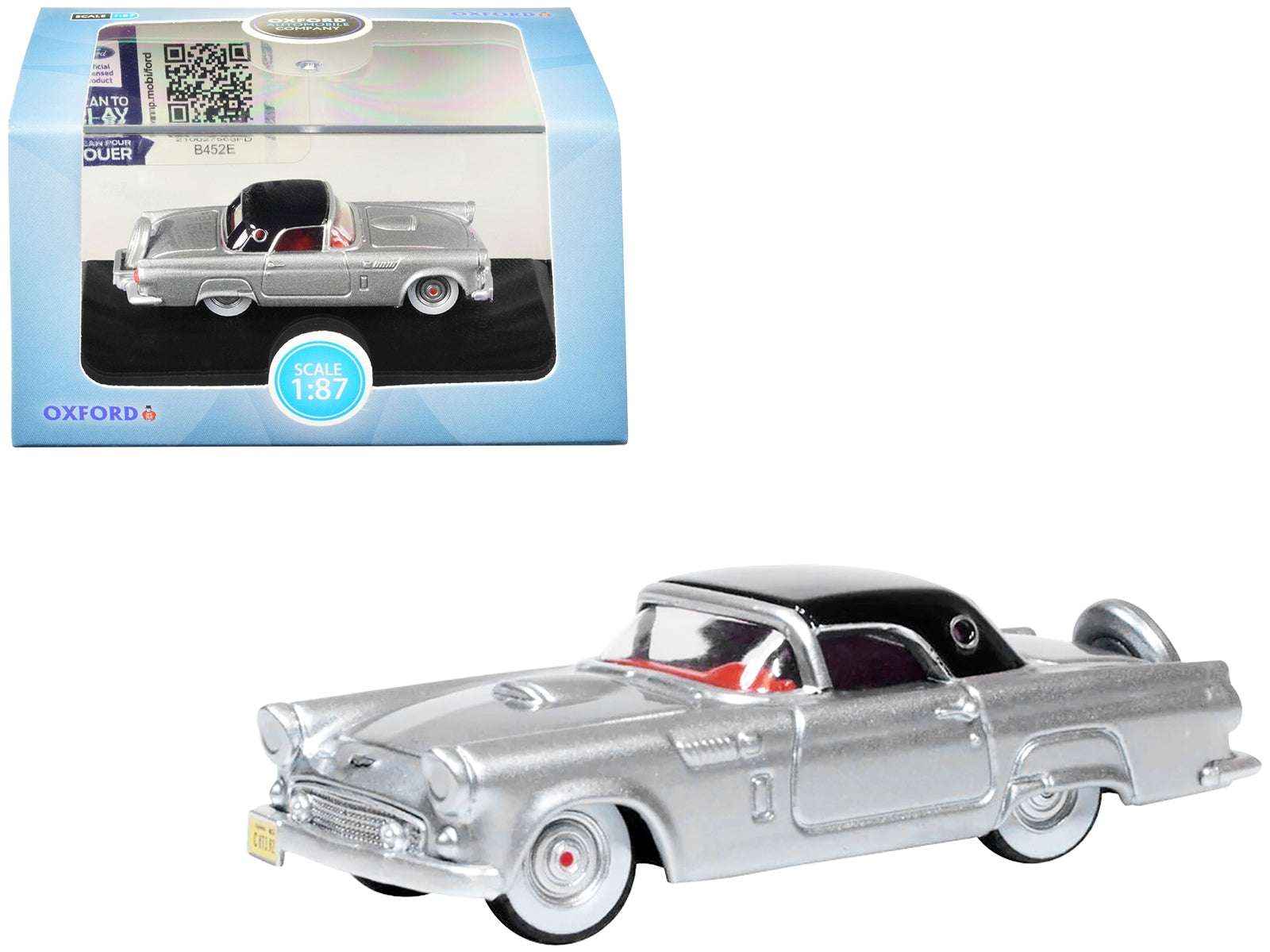 1956 Ford Thunderbird Gray Metallic with Raven Black Top 1/87 - Premium Ford Models from Oxford Diecast - Just $36.89! Shop now at Rapidvehicles