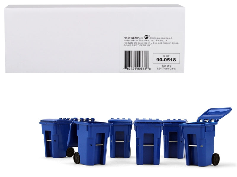 Set of 6 Blue Garbage Trash Bin Containers Replica 1/34 Models by - Premium Garbage Trucks from First Gear - Just $41.39! Shop now at Rapidvehicles