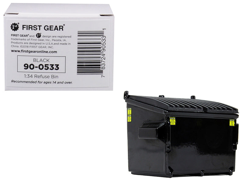 Refuse Trash Bin Black 1/34 Diecast Model by First Gear free shipping USA