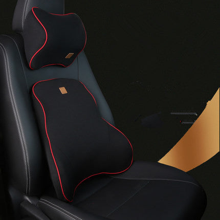 Color: Black red - Car Memory Foam Headrest Lumbar Cushion Set - Premium Interior Parts from Rapidvehicles - Just $95.99! Shop now at Rapidvehicles