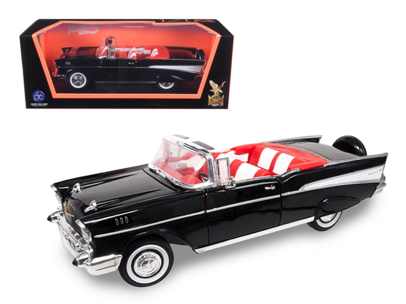 1957 Chevrolet Bel Air Convertible Black 1/18 Diecast Model Car by Road Signature free shipping USA