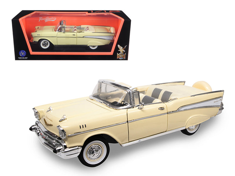 1957 Chevrolet Bel Air Convertible Cream 1/18 Diecast Model Car by Road Signature free shipping USA