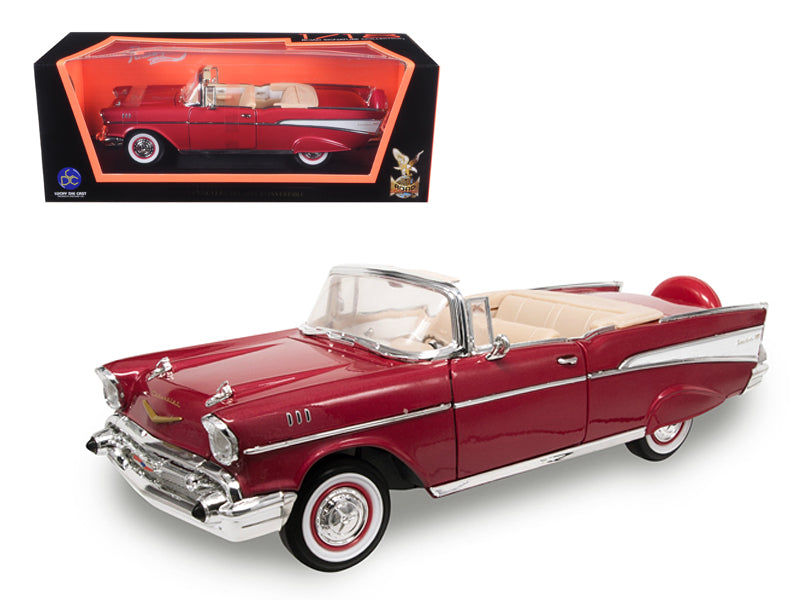 1957 Chevrolet Bel Air Convertible Red 1/18 Diecast Model Car by Road Signature free shipping USA