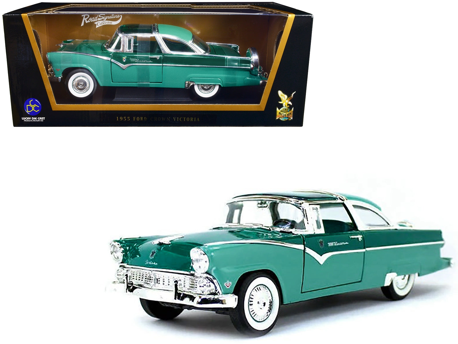 1955 Ford Fairlane Crown Victoria Green 1/18 Diecast Model Car by Road Signature - Premium Ford Models from Road Signature - Just $78.99! Shop now at Rapidvehicles