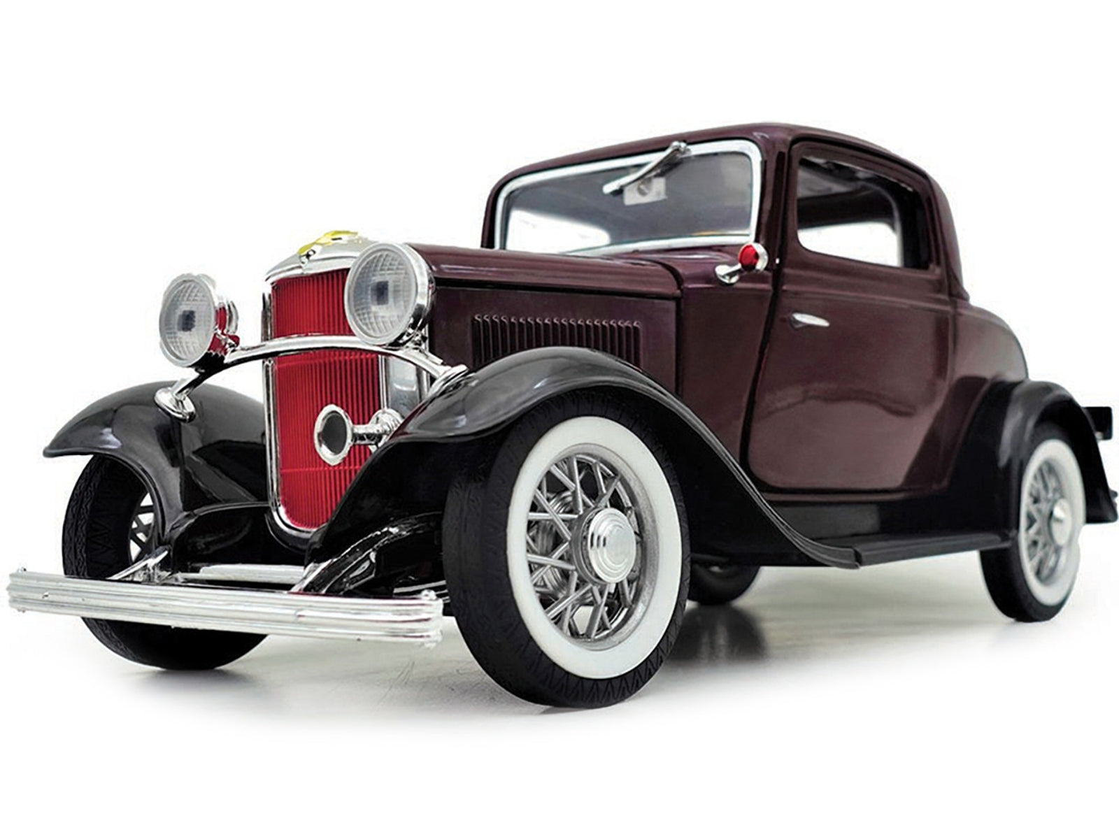 1932 Ford 3-Window Coupe Burgundy with Black Top 1/18 Diecast - Premium Ford Models from Road Signature - Just $70.95! Shop now at Rapidvehicles