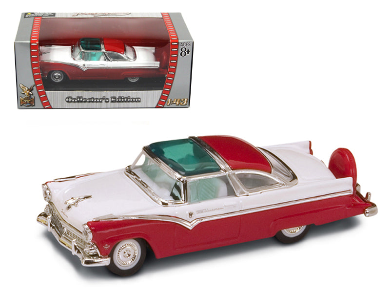 1955 Ford Crown Victoria Red and White 1/43 Diecast Model Car by Road Signature free shipping USA