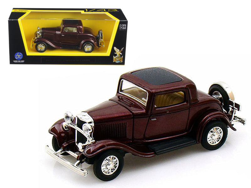 1932 Ford 3-Window Coupe Burgundy 1/43 Diecast Model Car by Road Signature free shipping USA