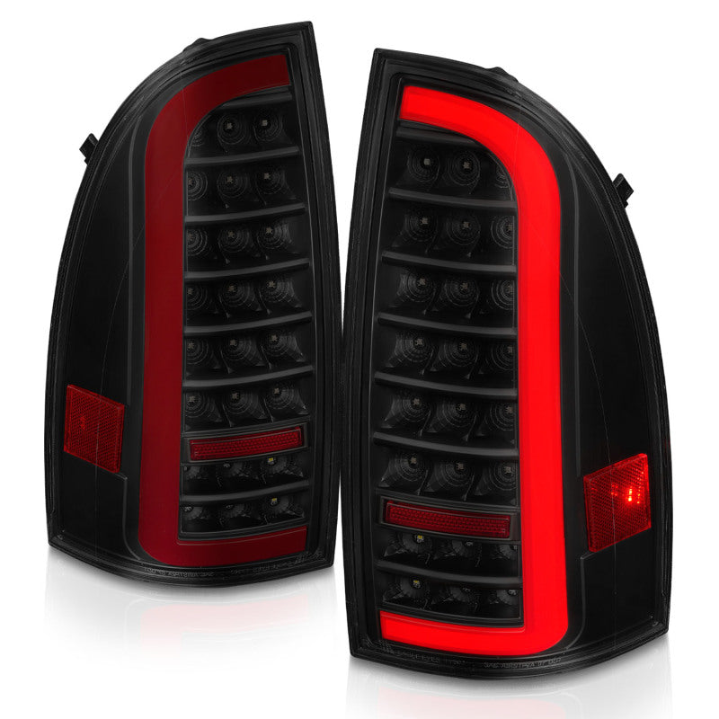 ANZO 05-15 Toyota Tacoma Full LED Tail Lights w/Light Bar Sequential Black Housing Smoke Lens 311428