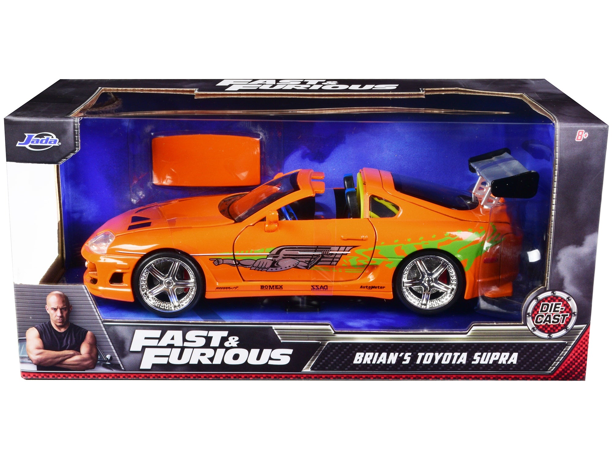 Brian's Toyota Supra Orange with Graphics "Fast & Furious" Movie 1/24 Diecast Model Car by Jada - Premium Movie/TV Series Models from Jada - Just $48.99! Shop now at Rapidvehicles