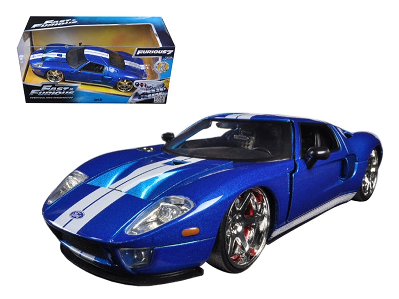 Ford GT Blue with White Stripes "Fast & Furious 7" (2015) Movie - Premium Ford Models from Jada - Just $53.09! Shop now at Rapidvehicles