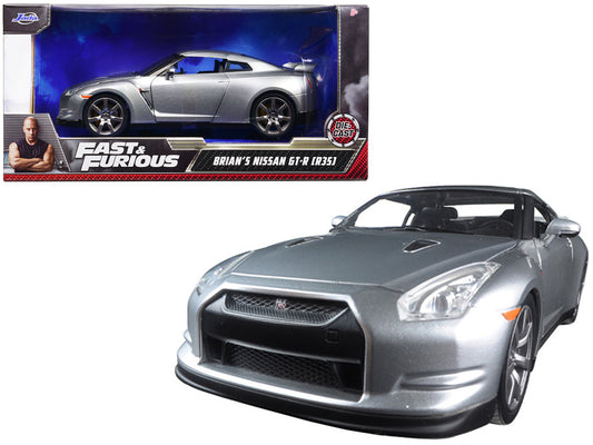 Brian's Nissan GT-R (R35) Silver "Fast & Furious" Movie 1/24 Diecast Model Car by Jada free shipping USA
