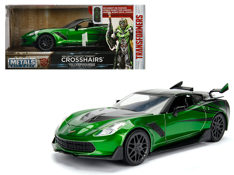 2016 Chevrolet Corvette Crosshairs Green From "Transformers" Movie 1/24 Diecast Model Car by Jada Metals free shipping USA