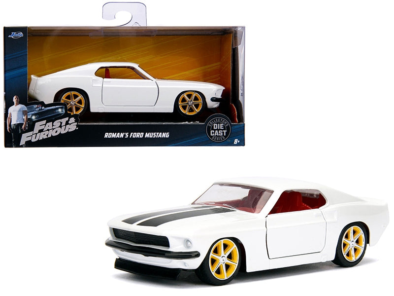 Roman's Ford Mustang White with Black Stripes and Red Interior - Premium Ford Models from Jada - Just $24.01! Shop now at Rapidvehicles