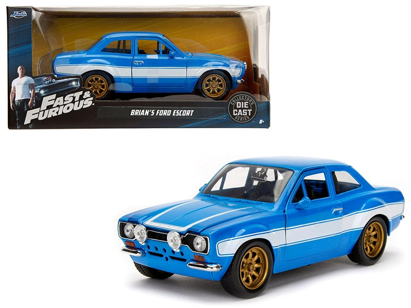 1970 Brian's Ford Escort Blue with White Stripes "Fast & Furious" - Premium Ford Models from Jada - Just $53.09! Shop now at Rapidvehicles