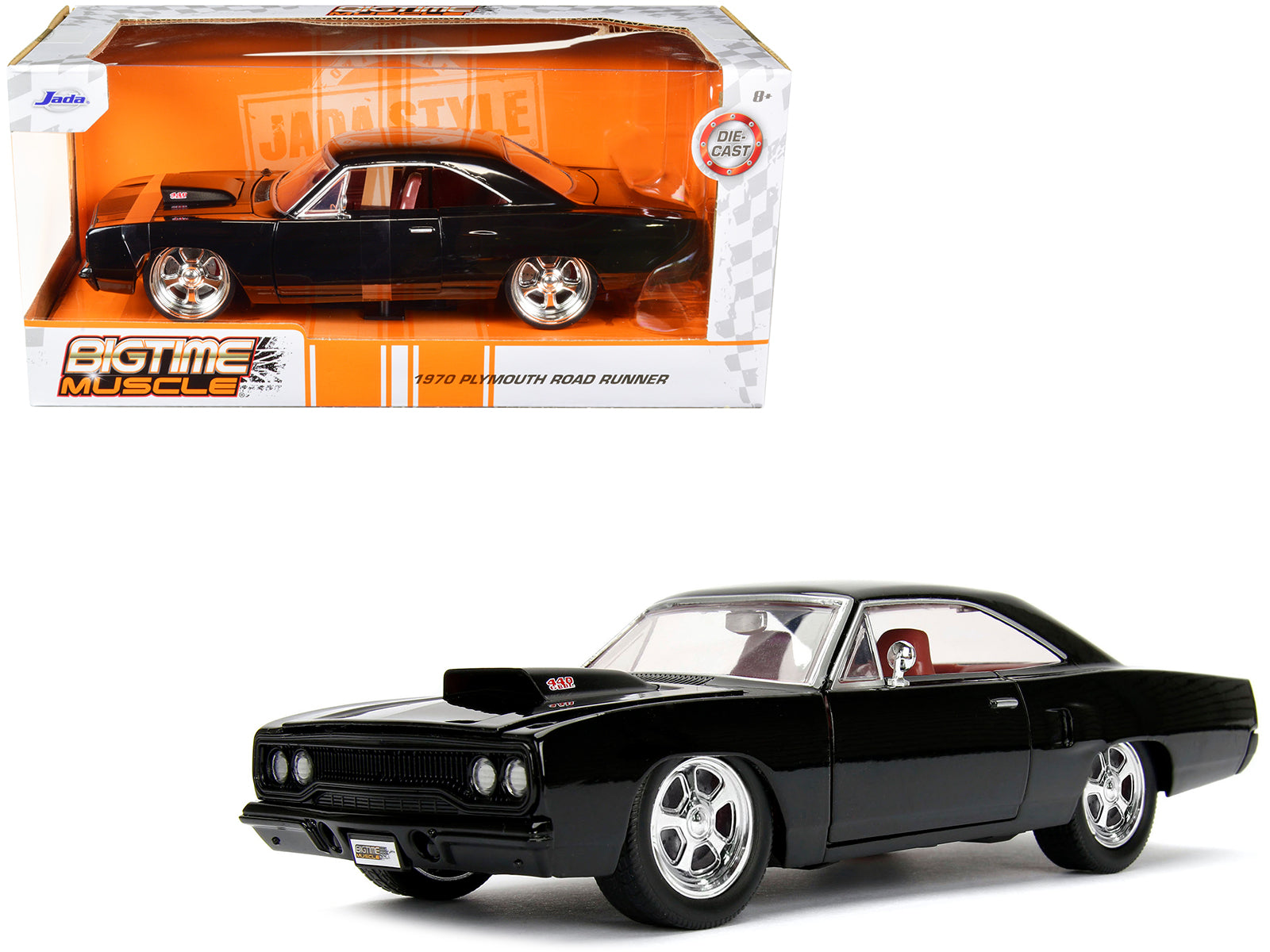 1970 Plymouth Road Runner 440 Black with Red Interior "Bigtime Muscle" Series 1/24 Diecast Model Car by Jada free shipping USA