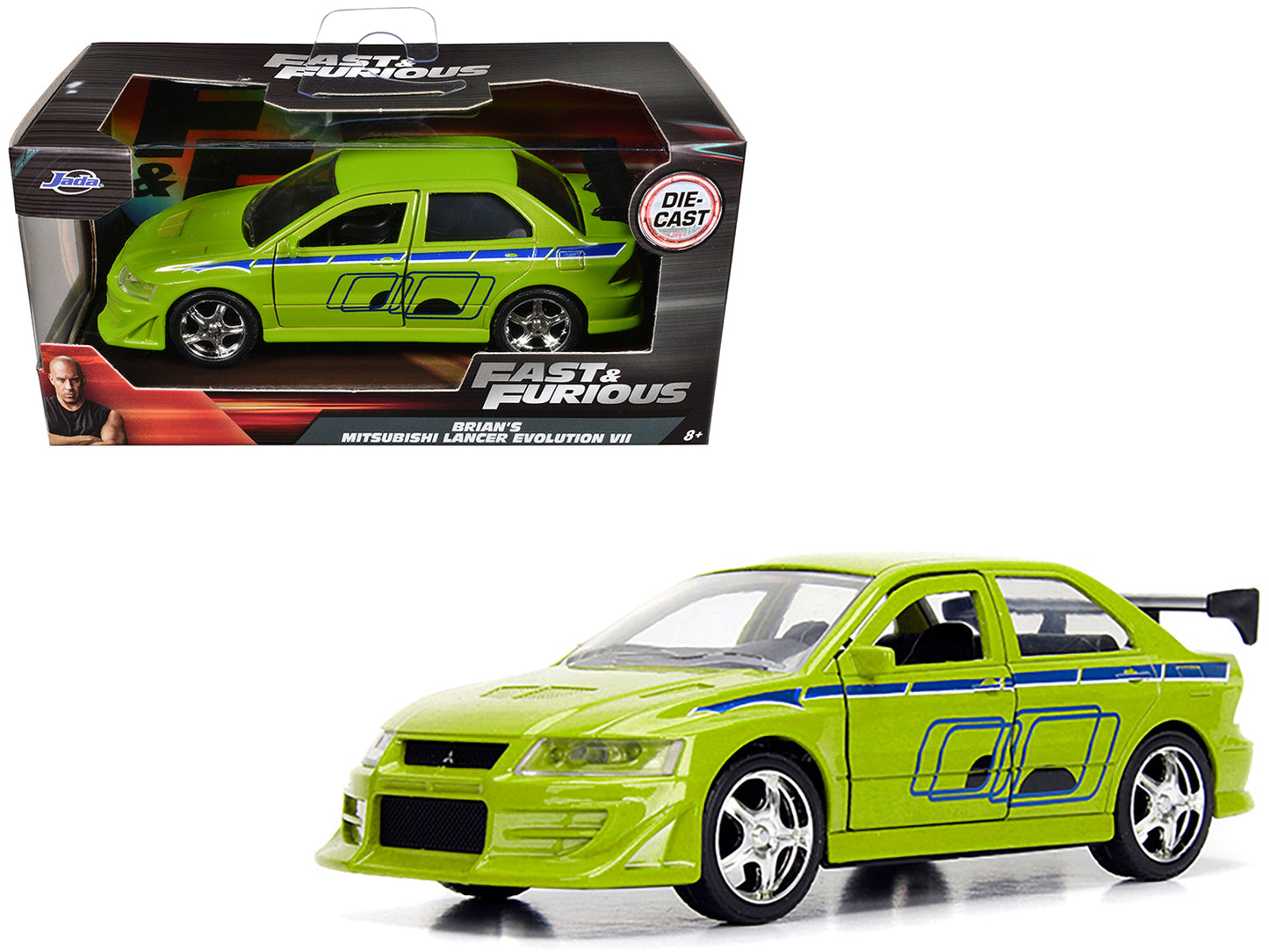 Brian's Mitsubishi Lancer Evolution VII Green "Fast & Furious" Movie 1/32 Diecast Model Car by Jada  free shipping USA