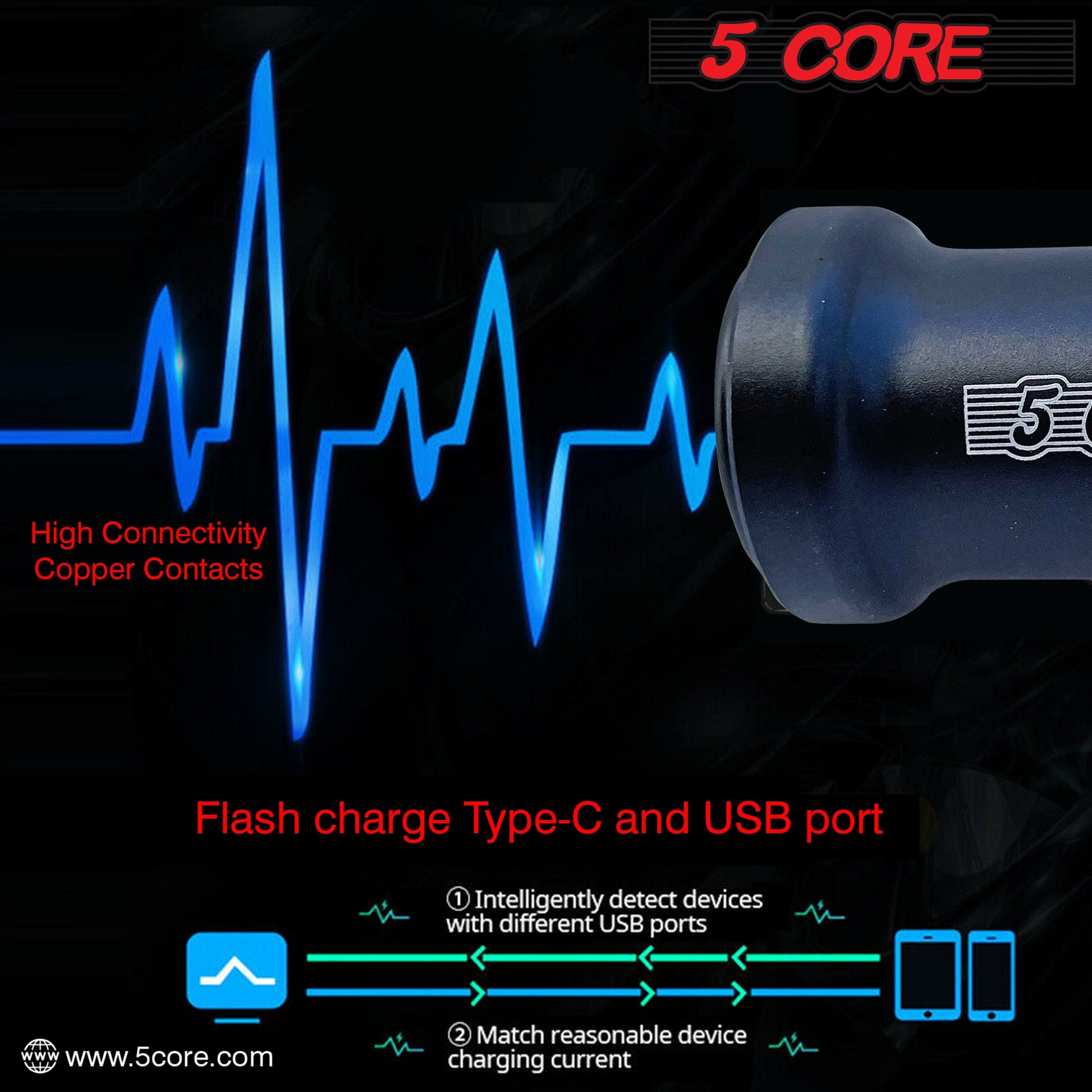 5Core USB Car Charger 2 Pack Cigarette Lighter Dual USB Port - Premium Audio & Video from Violet Rose - Just $19.79! Shop now at Rapidvehicles