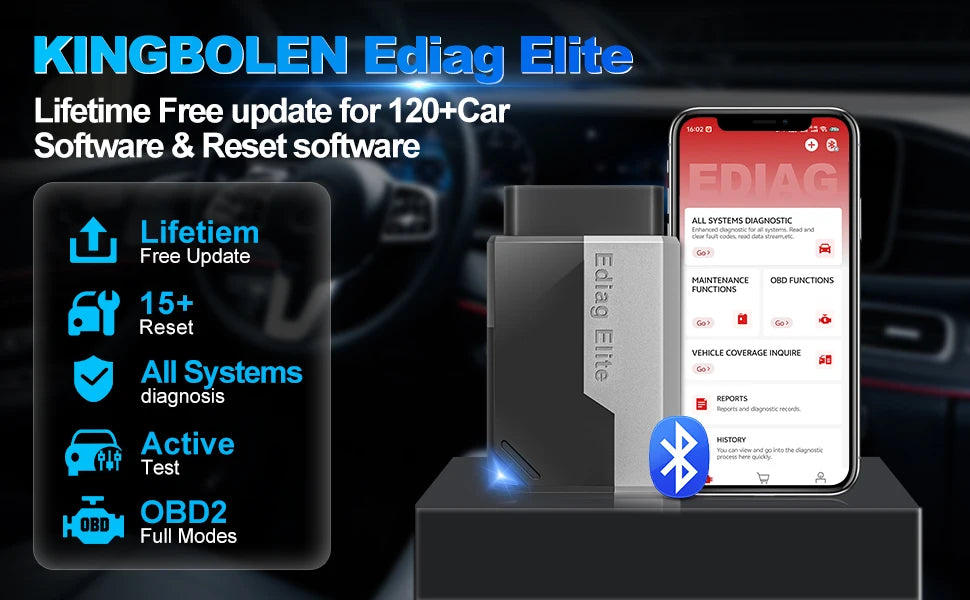 10 Pcs /Lot KINGBOLEN EDIAG Elite OBD2 Scanner Bluetooth,15 Resets Read/Clear fault code Car Diagnostic Scan Tool Lifetime free