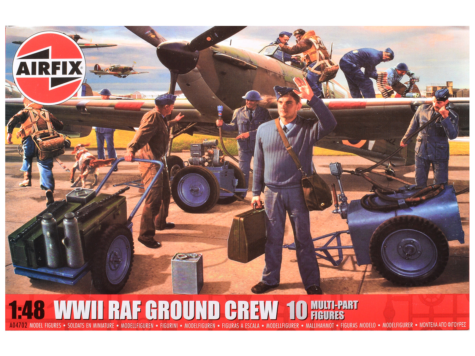 Level 1 Model Kit WWII RAF Ground Crew Figure and Accessory Set 1/48 Plastic Model Kit by Airfix free shipping USA