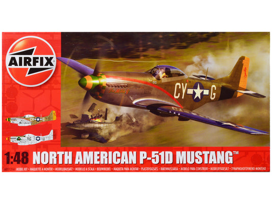 Level 2 Model Kit North American P-51D Mustang Fighter Aircraft with 2 Scheme Options 1/48 Plastic Model Kit by Airfix free shipping USA