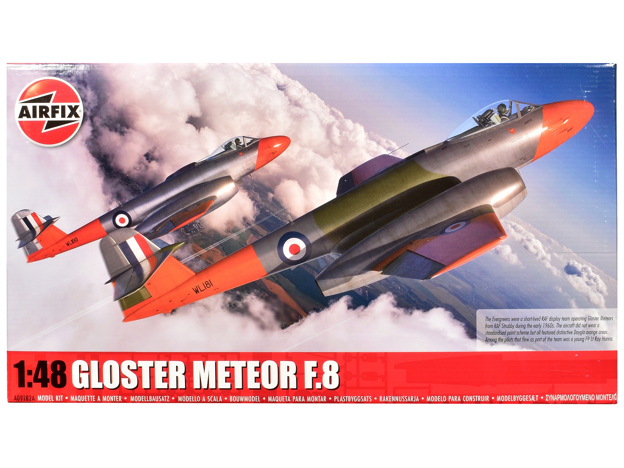 Level 3 Model Kit Gloster Meteor F.8 Aircraft with 2 Scheme Options 1/48 Plastic Model Kit by AirfixA09182A free shipping USA