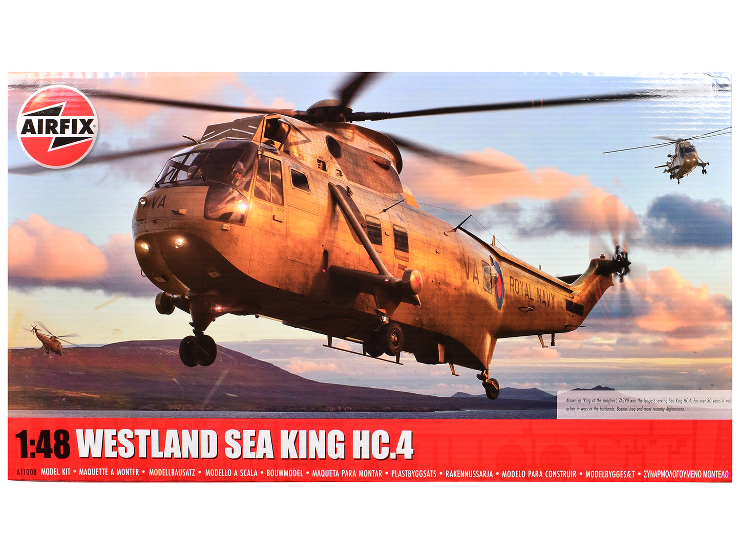 Level 4 Model Kit Westland Sea King HC.4 Helicopter with 4 Scheme Options 1/48 Plastic Model Kit by Airfix