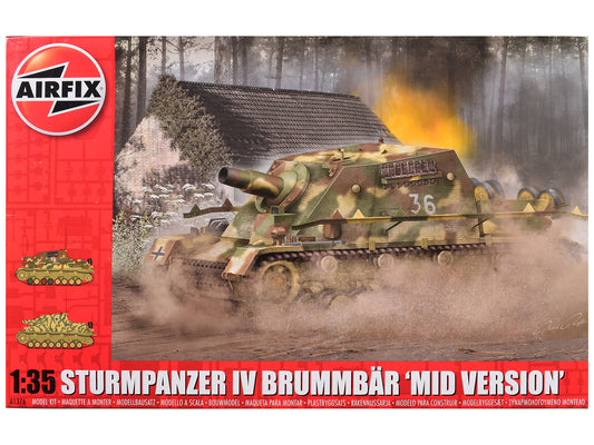 Level 3 Model Kit Sturmpanzer IV Brummbar "Mid Version" Tank with 2 Scheme Options 1/35 Plastic Model Kit by Airfix free shipping USA
