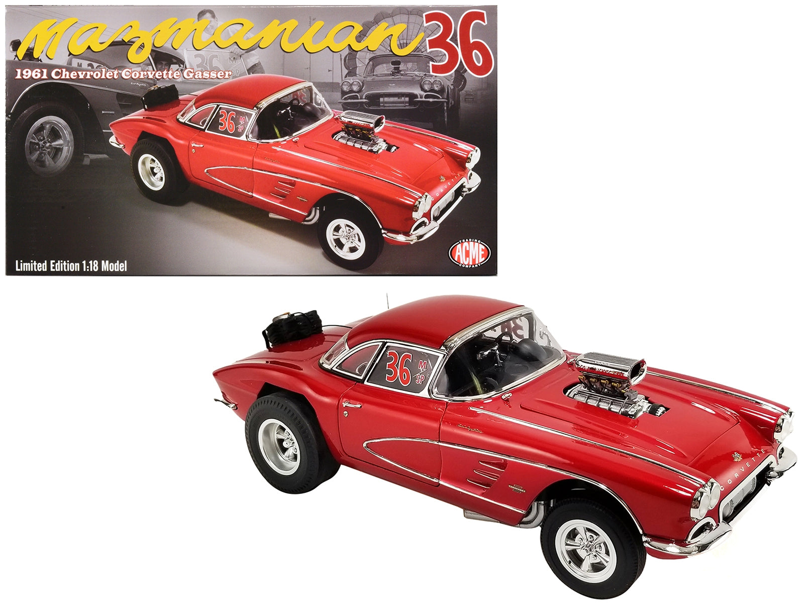 1961 Chevrolet Corvette Gasser #36 Red "Original Mazmanian" Limited Edition to 354 pieces Worldwide 1/18 Diecast Model Car by ACME - Premium Chevrolet Models from Acme - Just $192.74! Shop now at Rapidvehicles