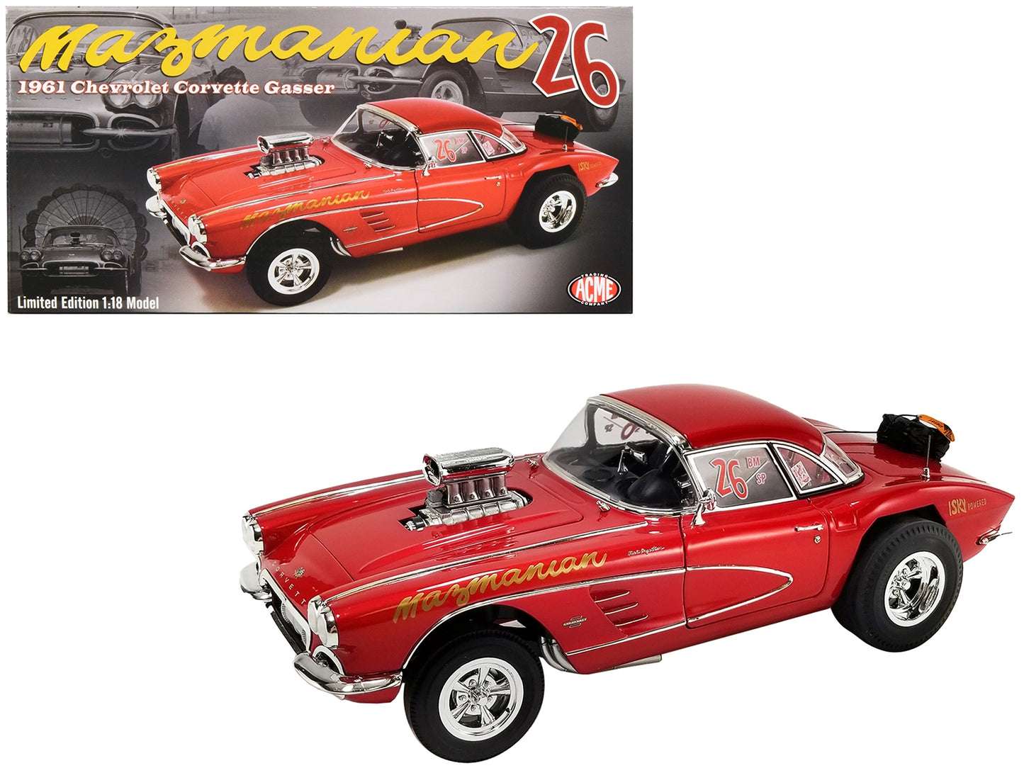 1961 Chevrolet Corvette Gasser #26 Red "Mazmanian" Limited - Premium Chevrolet Models from Acme - Just $208.79! Shop now at Rapidvehicles