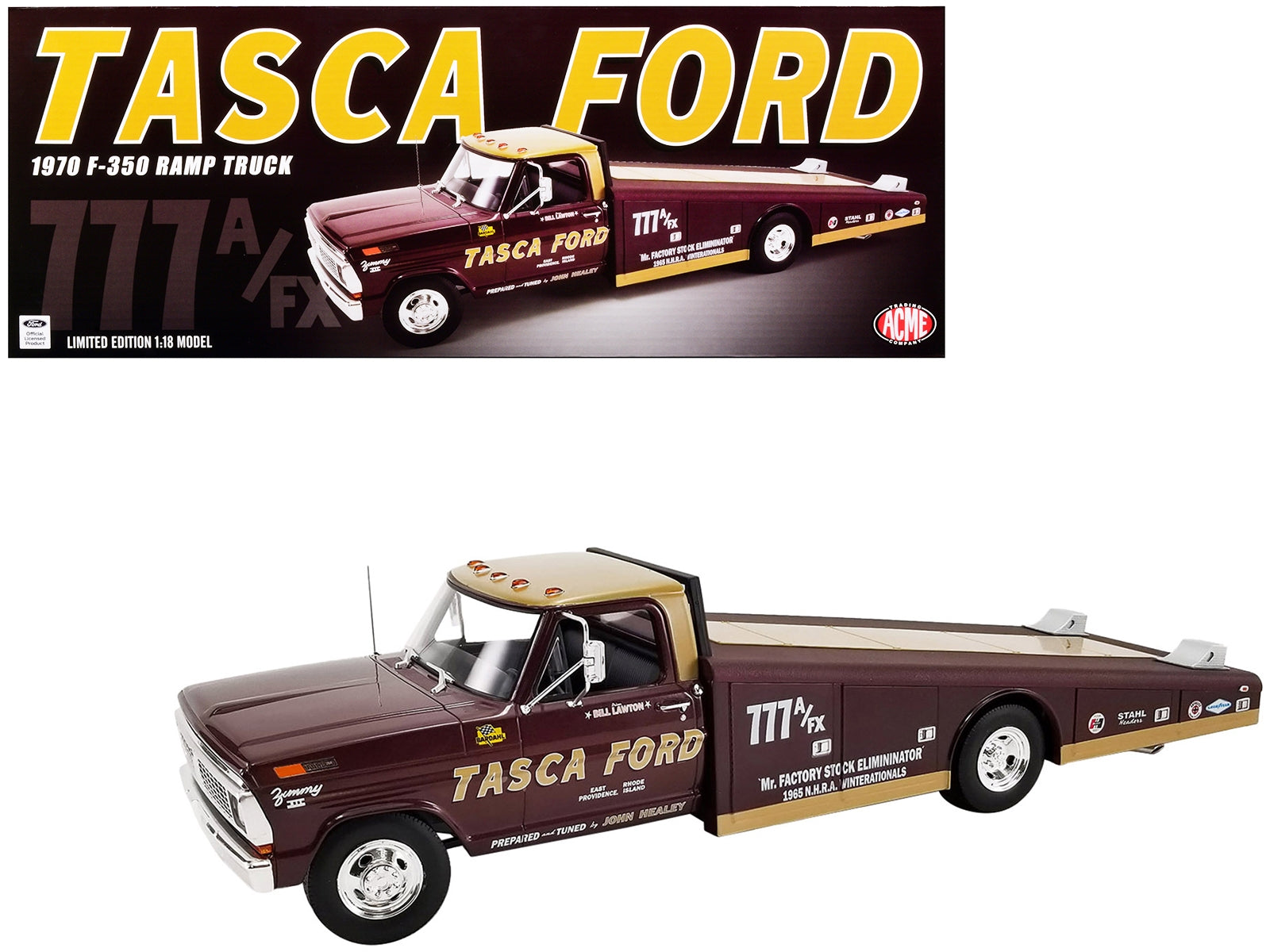 1970 Ford F-350 Ramp Truck Burgundy and Gold "Tasca Ford" LimitedFREE SHIPPING IN US - Premium Ford Models from Acme - Just $182.69! Shop now at Rapidvehicles