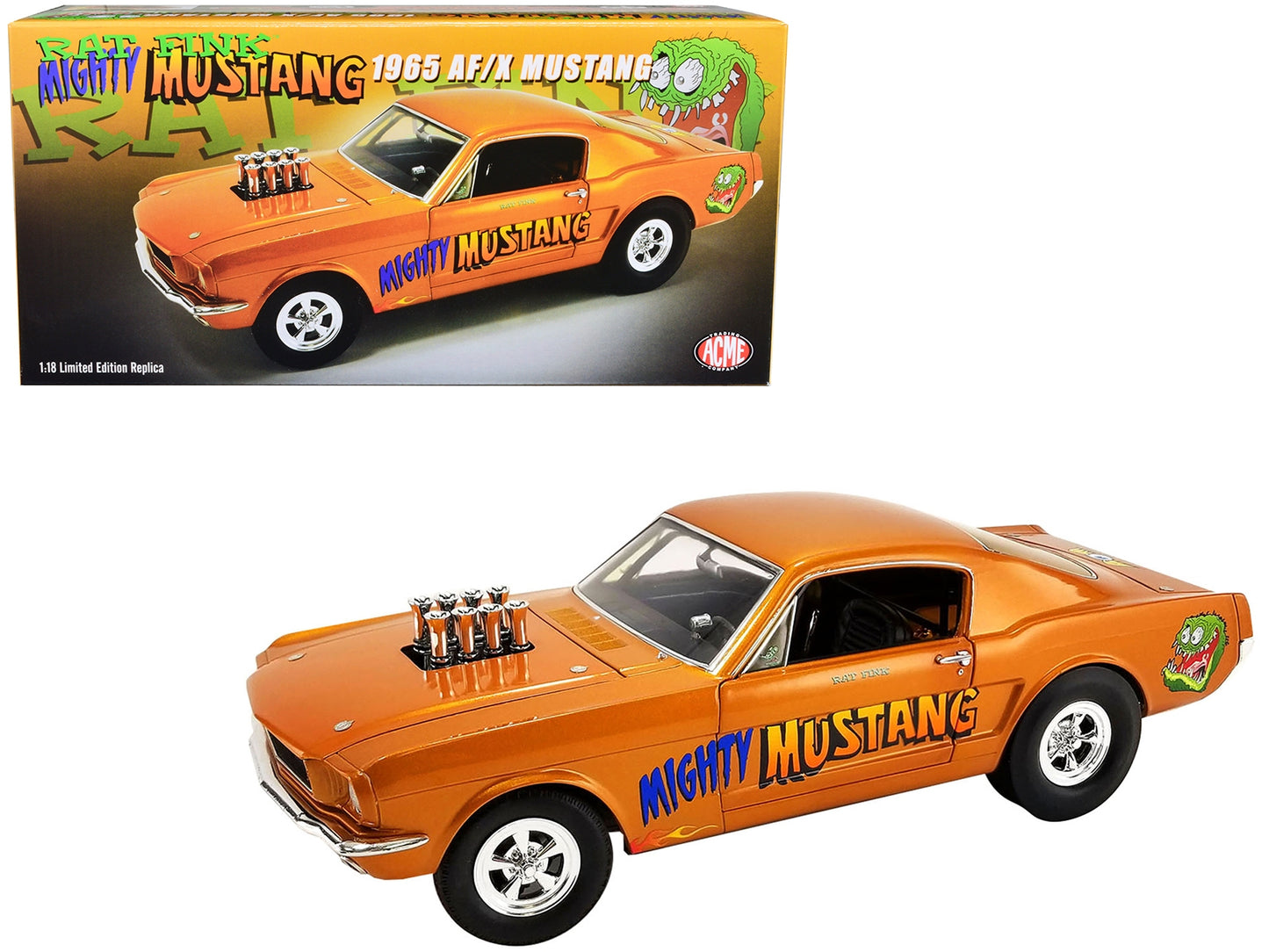 1965 Ford Mustang A/FX Orange Metallic "Rat Fink Mighty Mustang"