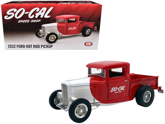 1932 Ford Pickup Truck "So-Cal Speed Shop" Red and White Limited Edition to 500 pieces Worldwide 1/18 Diecast Model Car by ACME