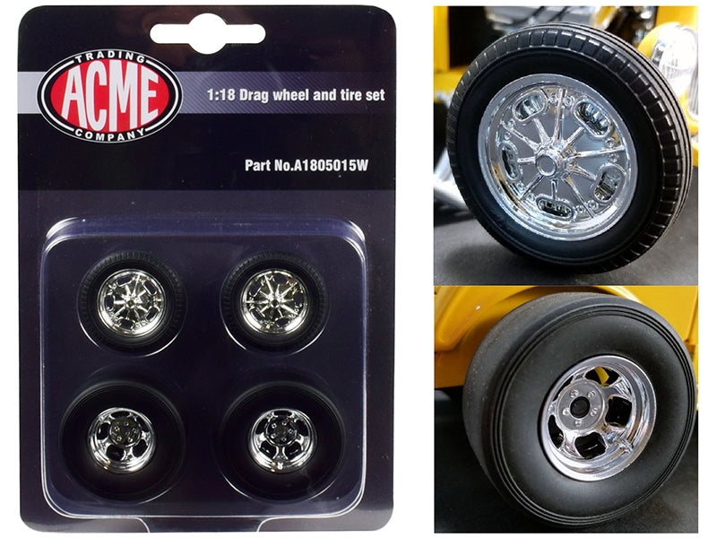 Chrome Drag Wheel and Tire Set of 4 pieces from "1932 Ford 3 - Premium Accessories from Acme - Just $55.79! Shop now at Rapidvehicles