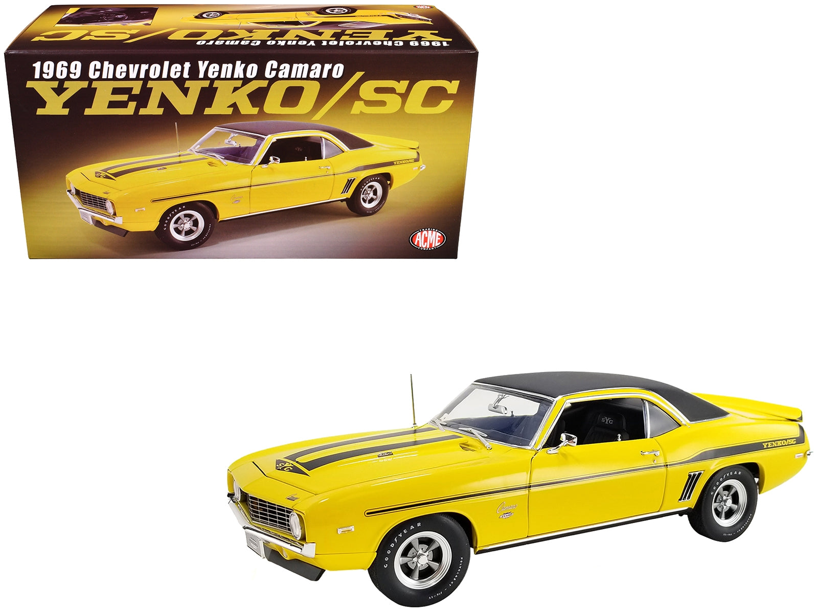 1969 Chevrolet Yenko Camaro Daytona Yellow with Black Stripes and Black Vinyl Top Limited Edition to 420 pieces Worldwide 1/18 Die Cast Model Car by ACME - Premium Chevrolet Models from Acme - Just $168.77! Shop now at Rapidvehicles