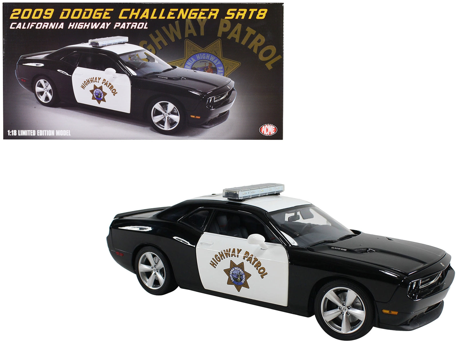 2009 Dodge Challenger SRT8 Black and White "California Highway Patrol" Limited Edition to 306 pieces Worldwide 1/18 Diecast Model Car by ACME - Premium Police Models from Acme - Just $155.99! Shop now at Rapidvehicles