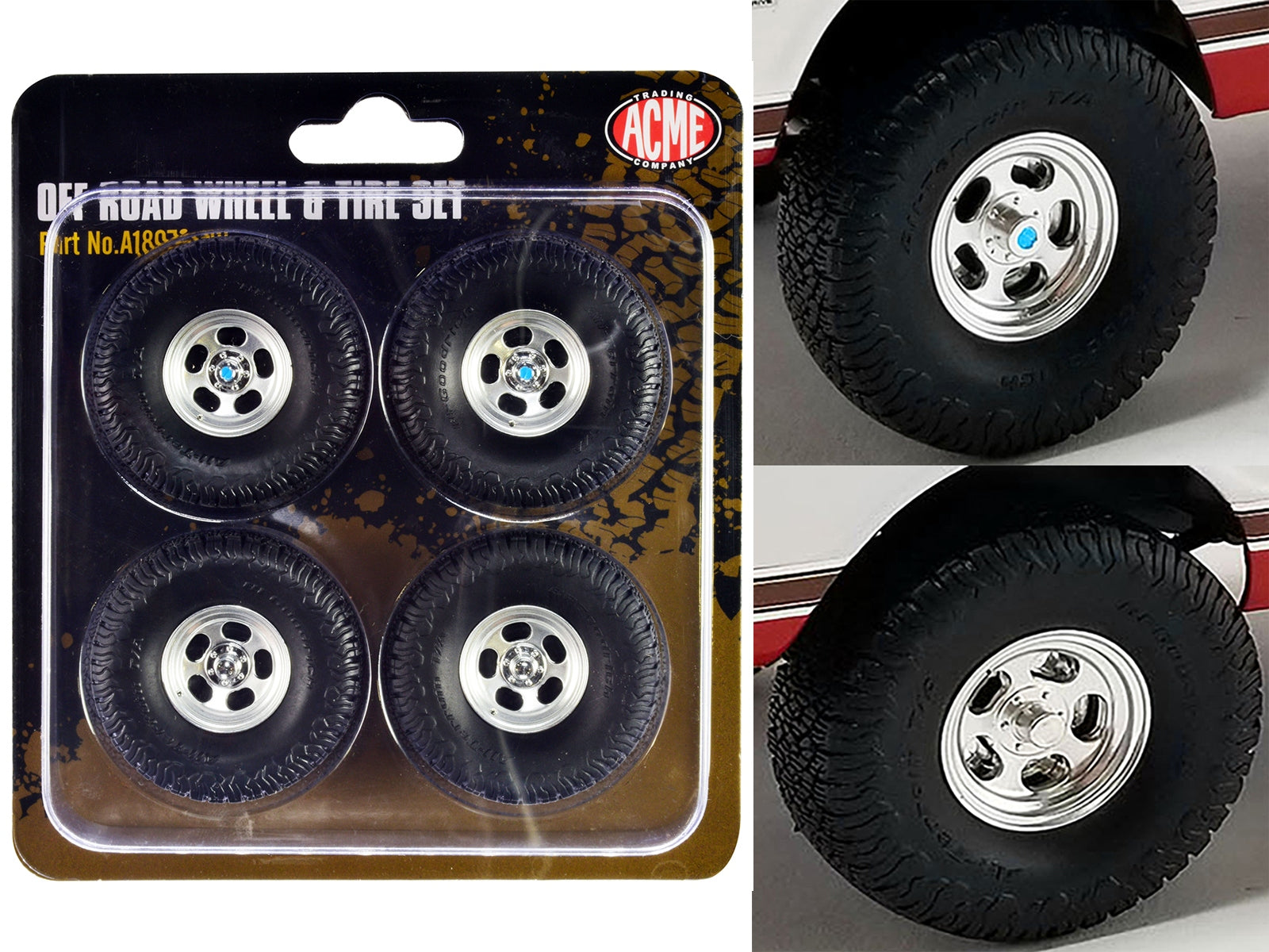 Off Road Wheels and Tires Set of 4 pieces from "1972 Chevrolet K-10 4x4" for 1/18 Scale Models by ACME - Premium Accessories from Acme - Just $28.99! Shop now at Rapidvehicles