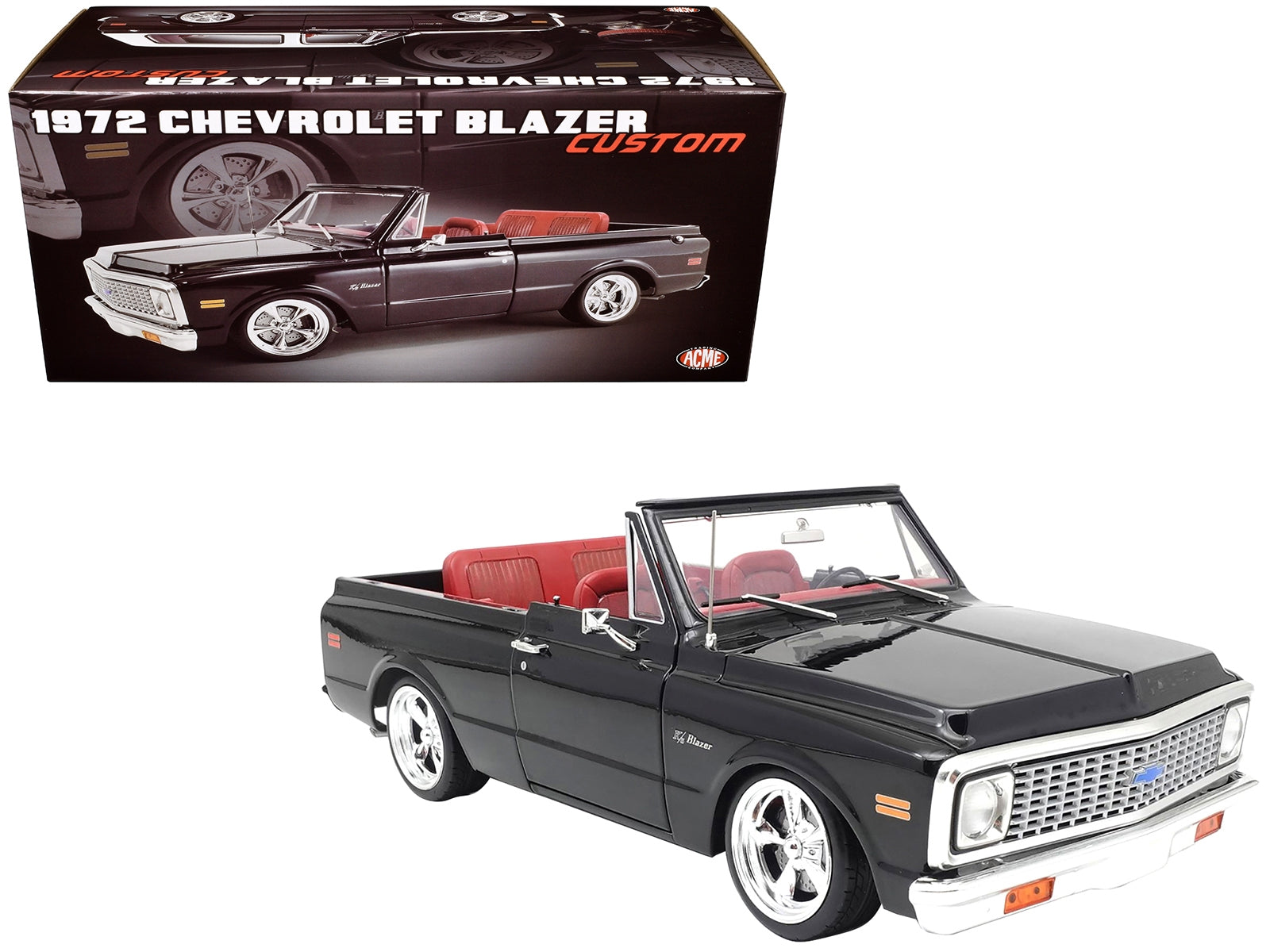 1972 Chevrolet Blazer Custom Black with White Top and Red - Premium Chevrolet Models from Acme - Just $182.69! Shop now at Rapidvehicles