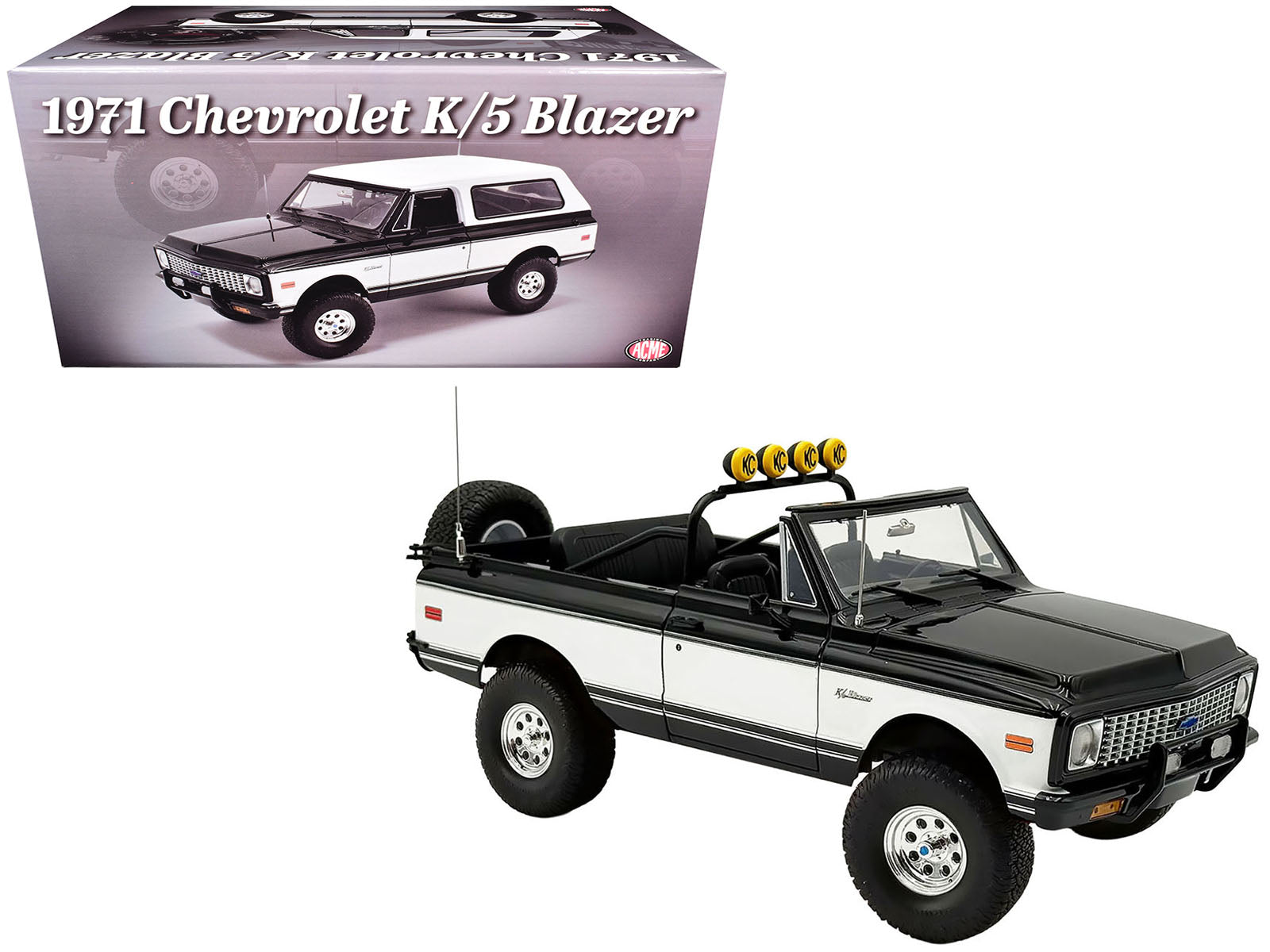 1971 Chevrolet K5 Blazer Tuxedo Black and White Limited Edition to 396 pieces Worldwide 1/18 Diecast Model Car by ACME free shipping USA